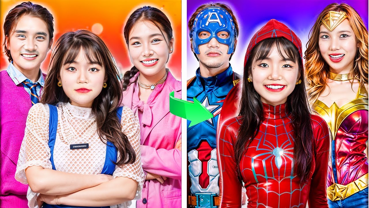 ¡Mi Familia Se Convirtió En Familia De Superhéroes! Cambio De Imagen Extremo De Nerd A Gwen Stacy