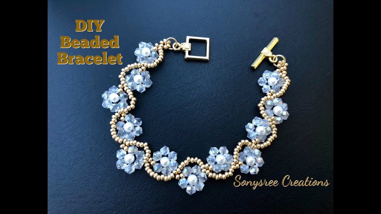 DIY Beaded Wedding Jewelry . How to make beaded bracelet.Bicone Bracelet