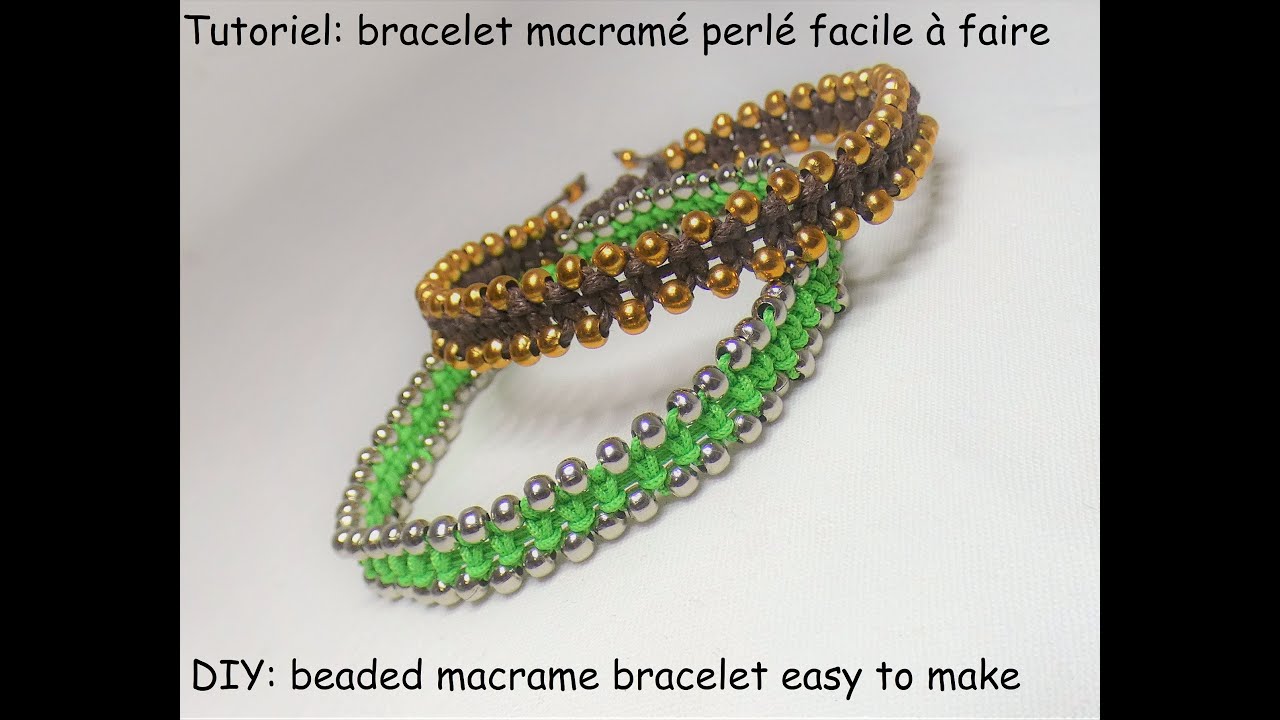bracelet macramé perlé facile à faire (DIY: beaded macrame bracelet easy to make)