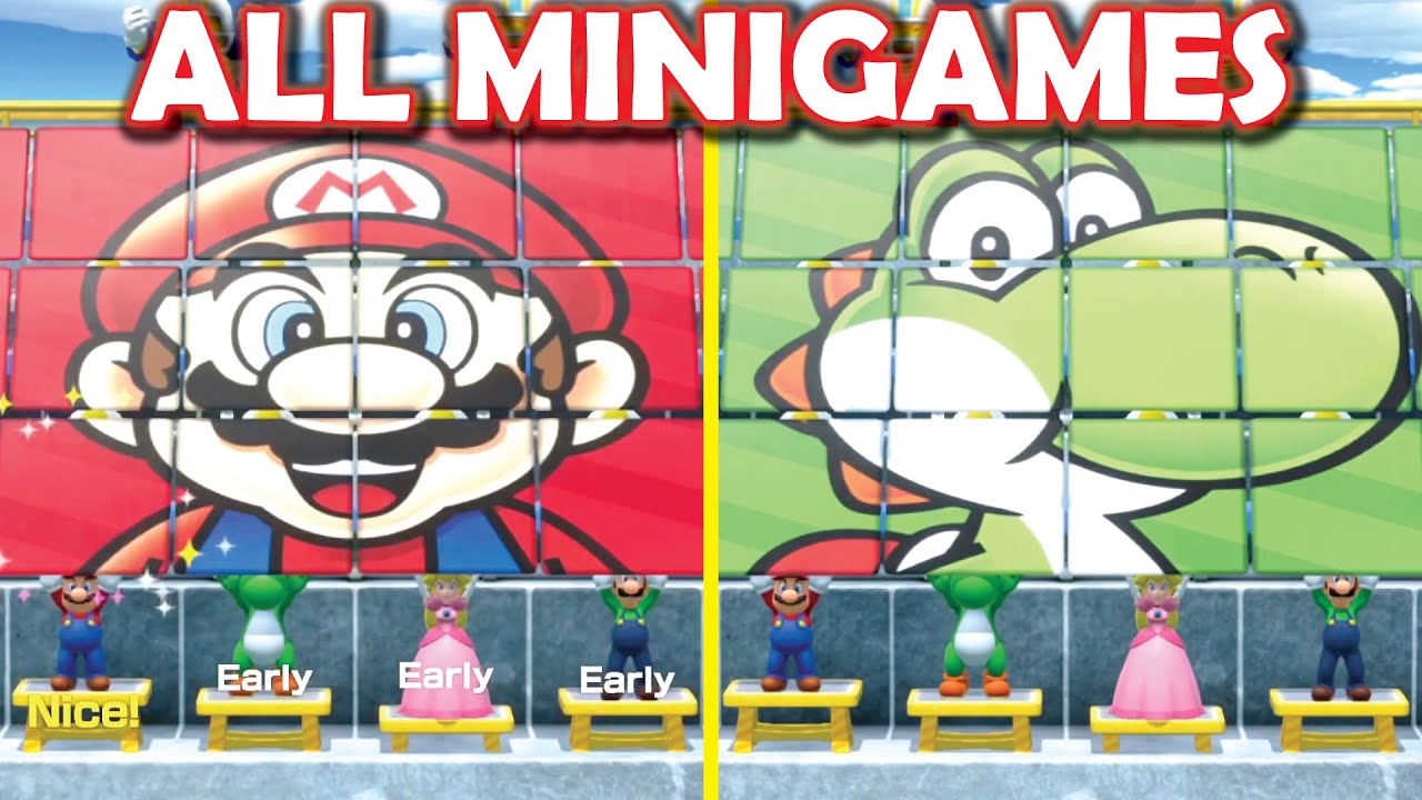 Super Mario Party - ALL MINIGAMES!! (Mario, Yoshi, Luigi, Peach)