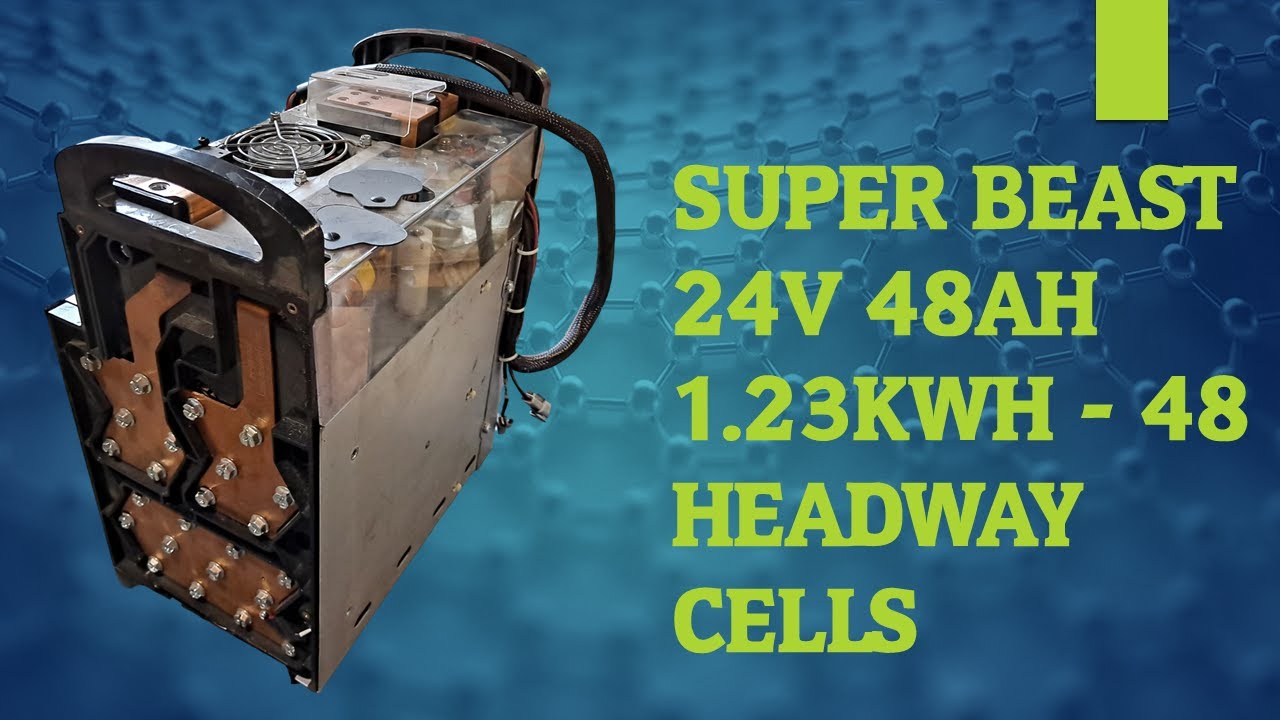 SUPER BEAST 24v 48ah 1.23kWh - 48 HEADWAY CELLS - 24v split into Two 12v