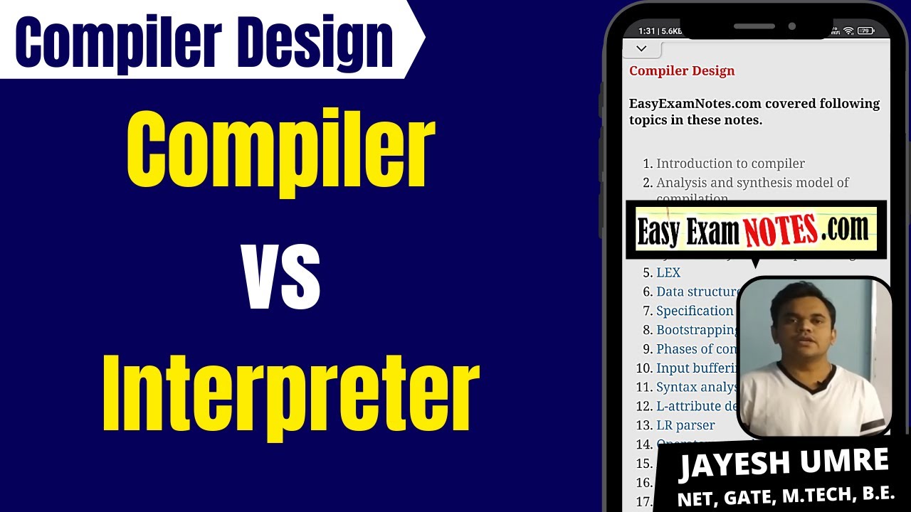 Compiler vs Interpreter in Hindi English | Compiler Design | Jayesh Umre | EasyExamNotes.com