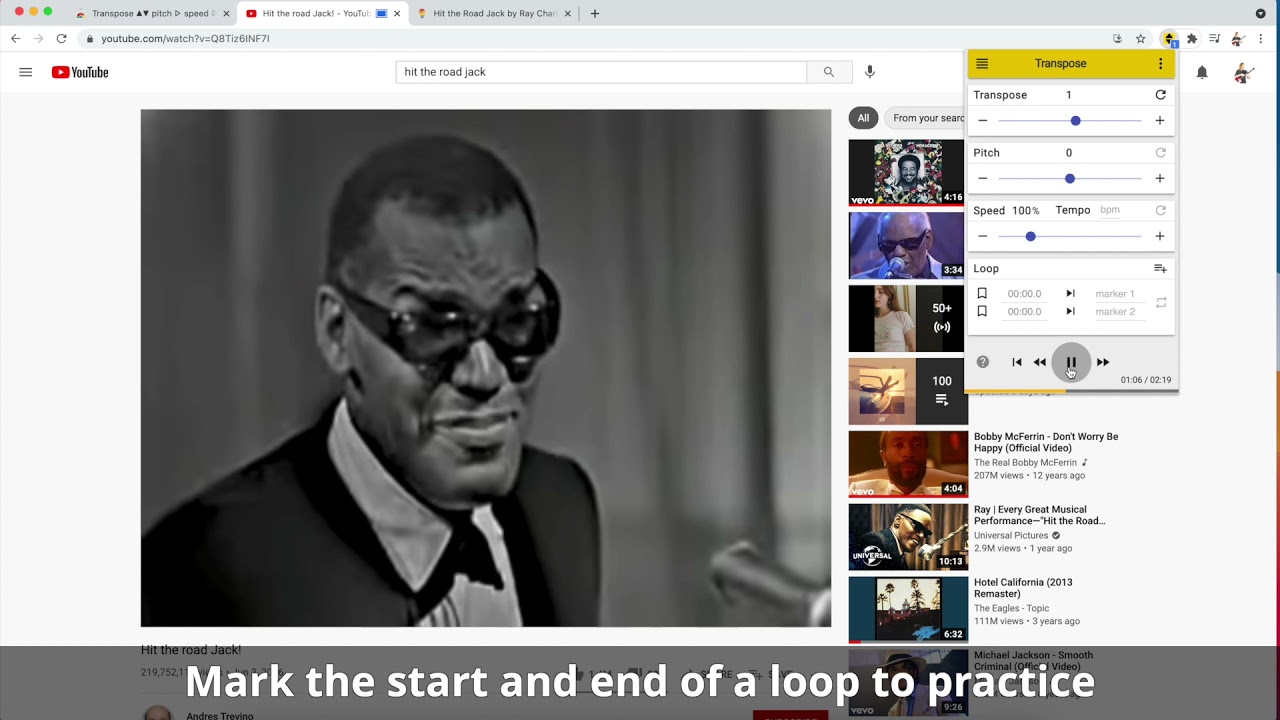 How to Use the Transpose Google Chrome Extension with YouTube