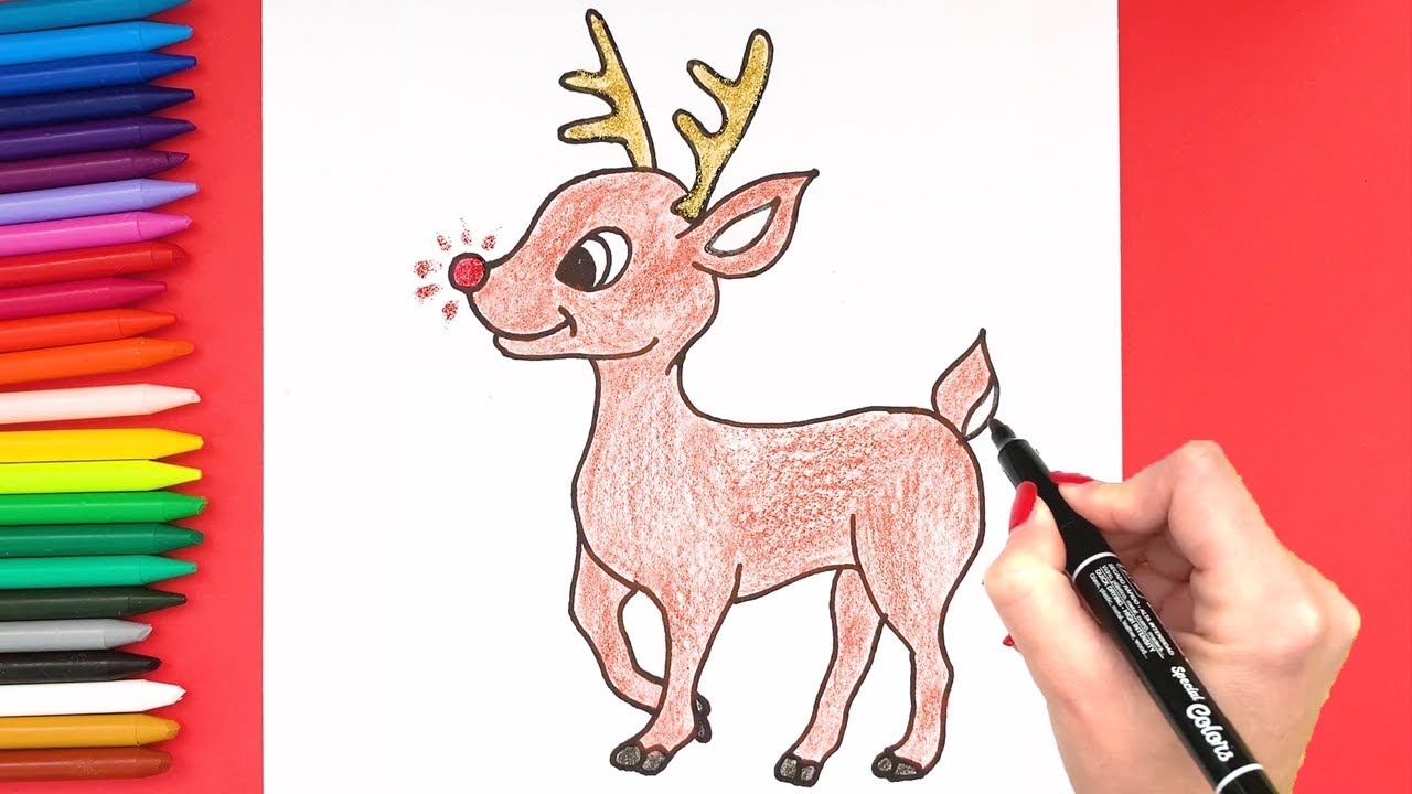 Reindeer Drawing: How to Draw A Reindeer 🦌|EASY| Drawing, Coloring, Glitter | Super Easy Drawing