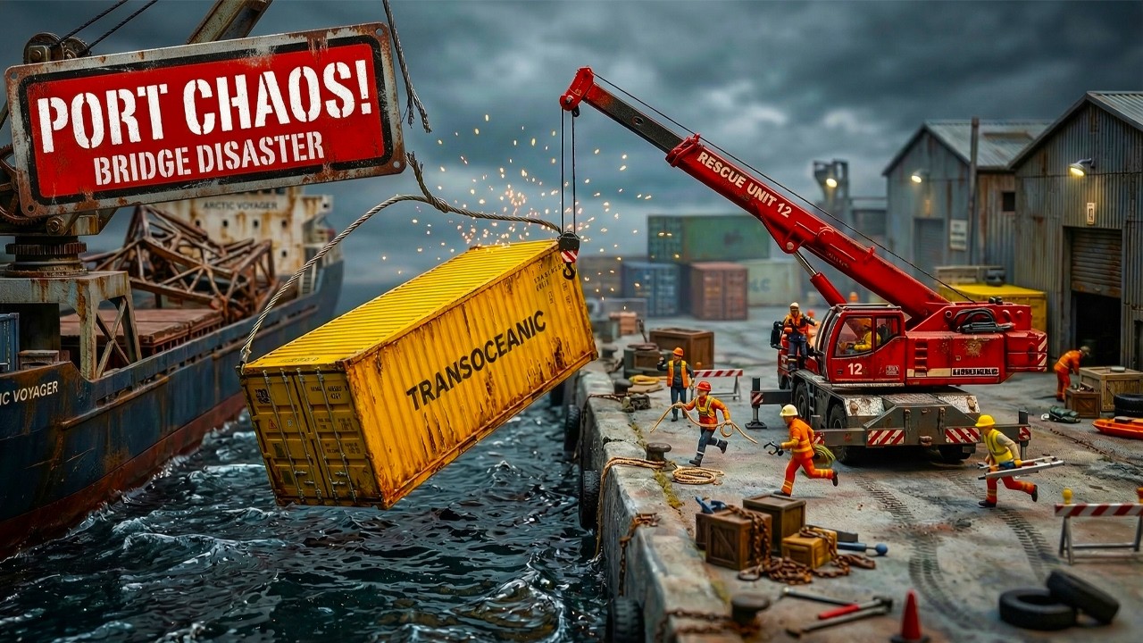 Port Disaster! 🏗️ Hanging Container Rescue Giant Crane to the Rescue | Realistic Miniature Diorama