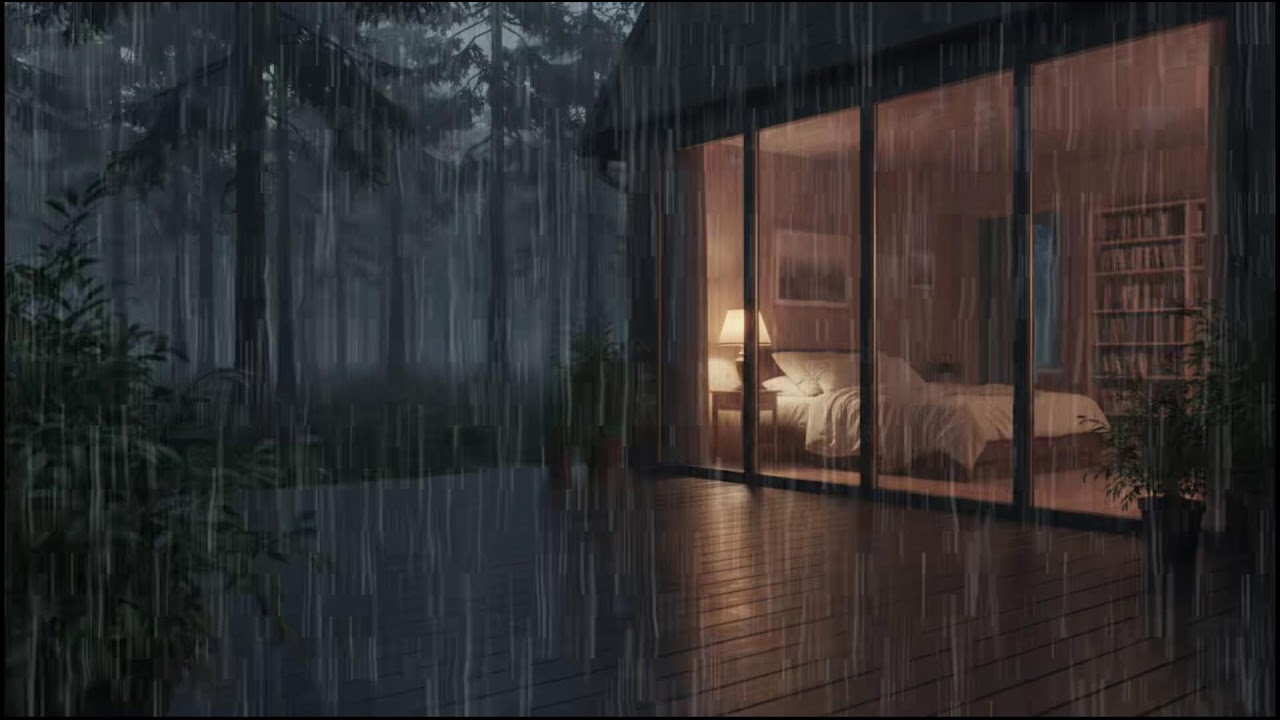 Gentle rain at a Cozy Forest Cabin 🌲 | Night rain Sounds for Deep Relaxation and Peaceful Sleep