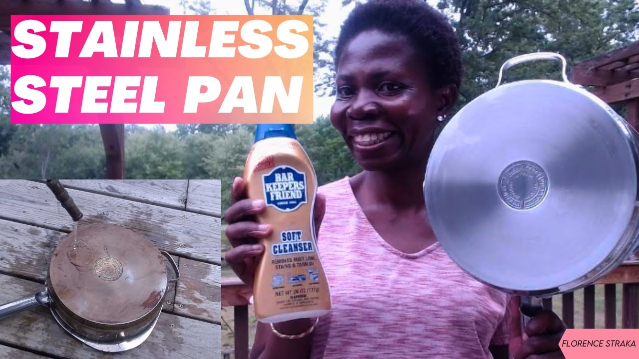 How To Clean Burnt Bottom Of Stainless steel Pan  Using Bar Keppers Friend Soft Cleanser