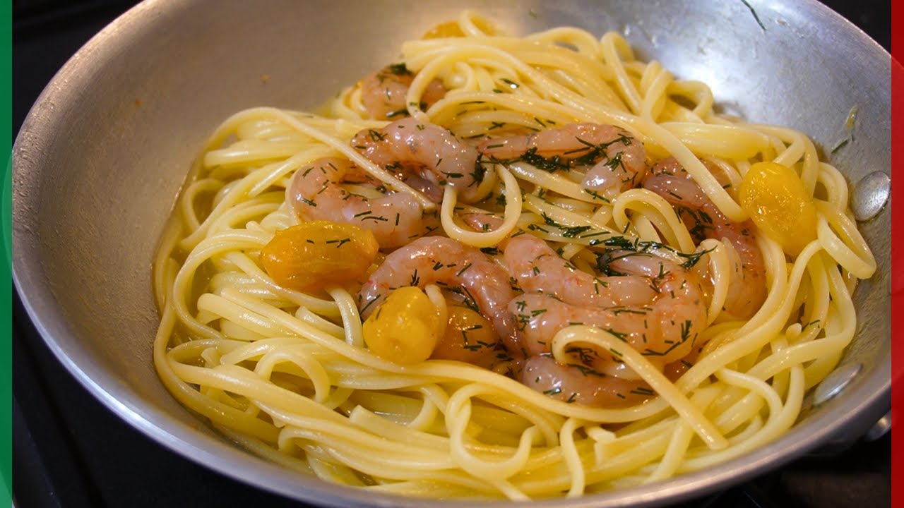 【イタリア人の甘エビの食べ方】甘エビと黄トマトのリングイネ【Linguine con gamberi rossi e pomodori gialli】