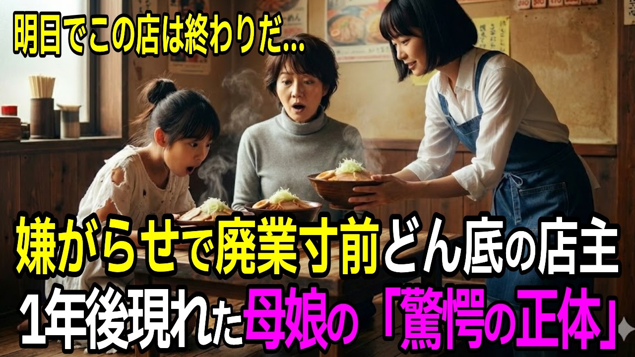 どん底で廃業を決めた店主...悪質な嫌がらせを受けた中、1年前に救った母娘の正体【まさかの大逆転】