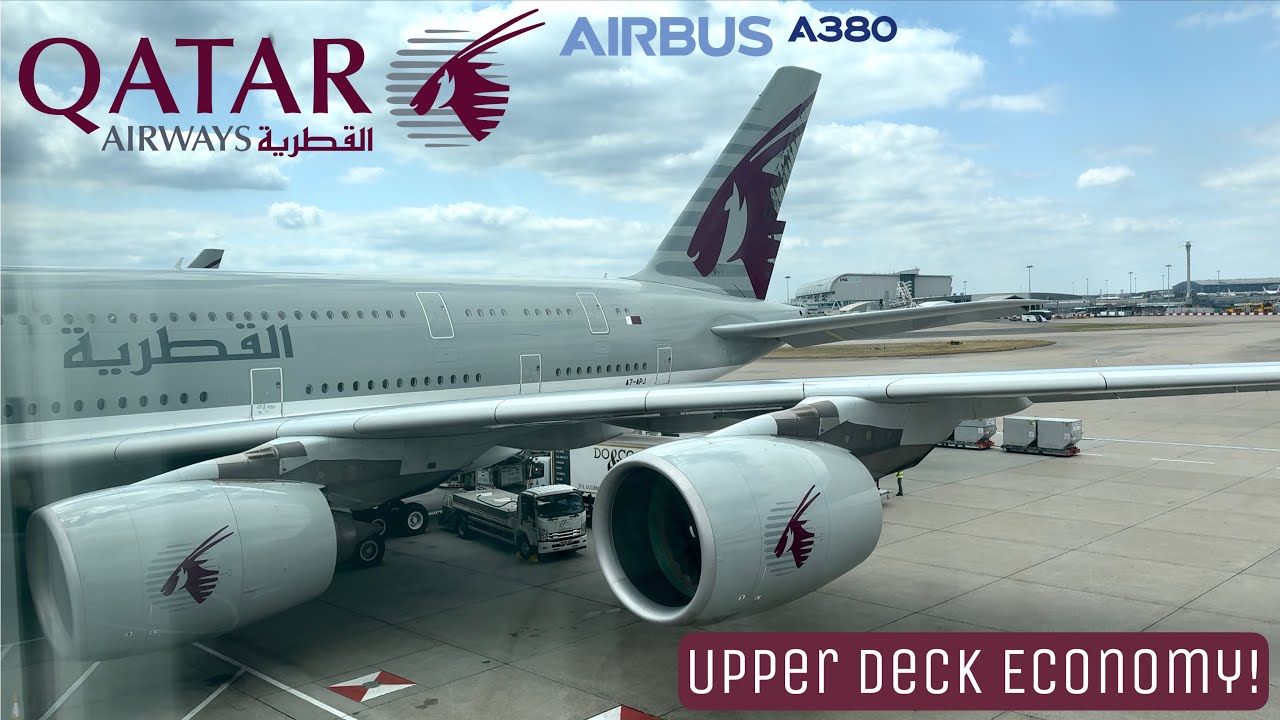Flying Qatar Airways’ Upper Deck in Economy Onboard Their A380-800 | 🇶🇦 Doha ✈︎ London Heathrow 🇬🇧