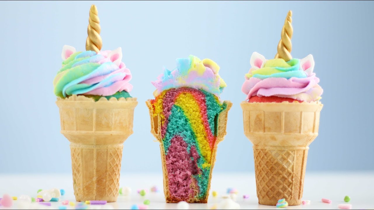 Unicorn Cake-Cones with a MAGICAL Surprise INSIDE!