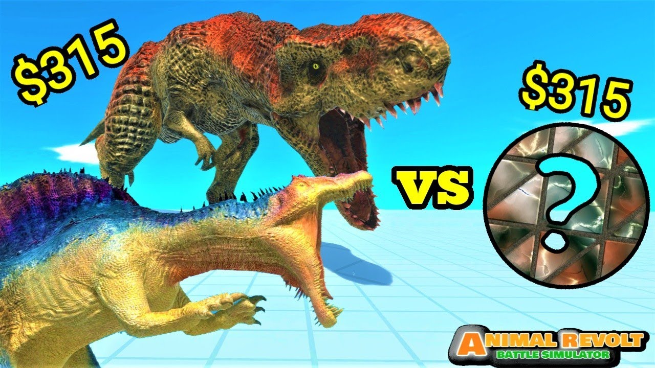 T-rex and spinosaurus vs random team same price ARBS animal revolt battle simulator