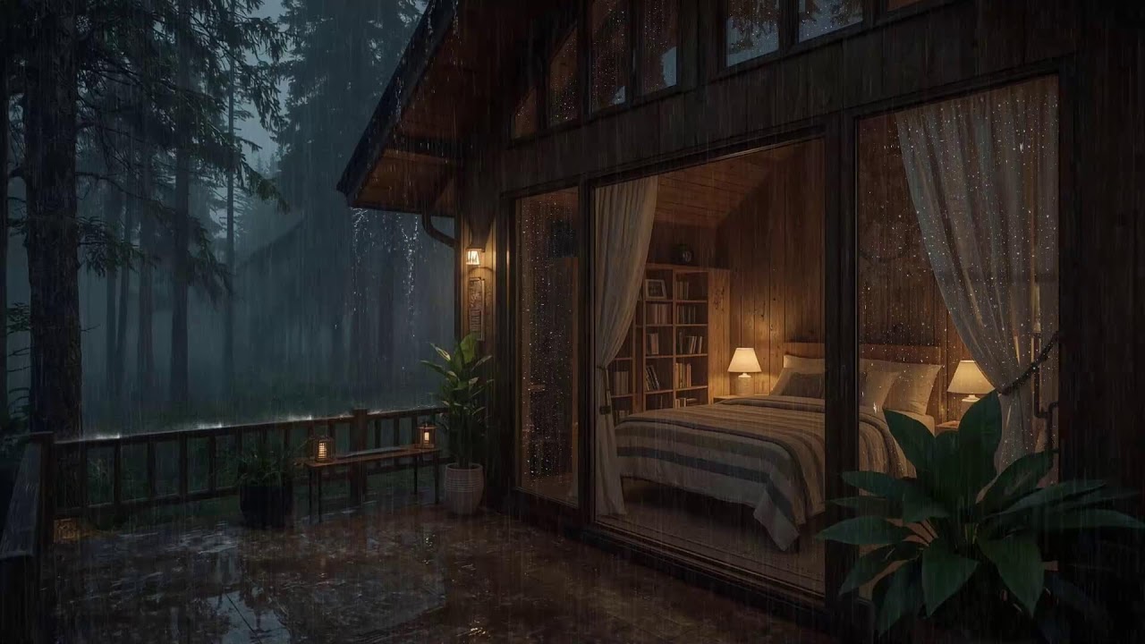 Relaxing Night Rain and Calm Piano Music for Sleeping | Fall Asleep Instantly