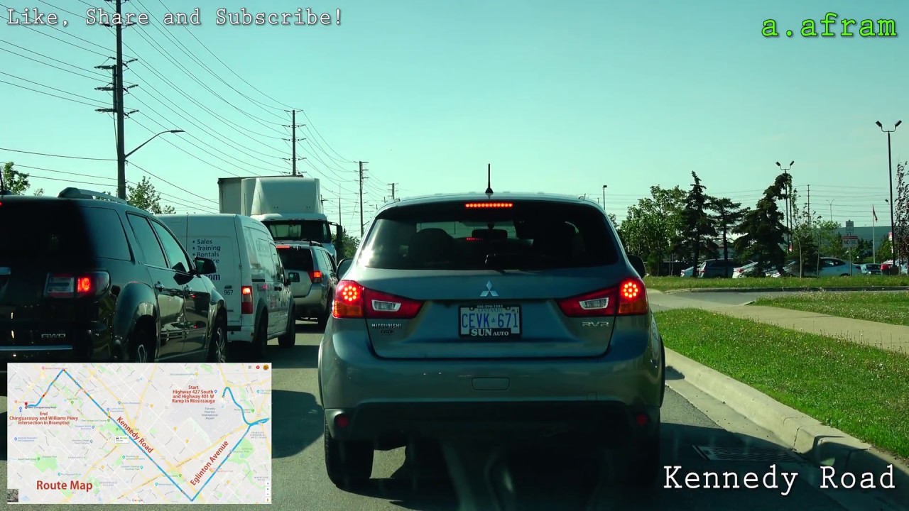 Driving on Eglinton Avenue West and Kennedy Road from Mississauga to Brampton Canada 4K