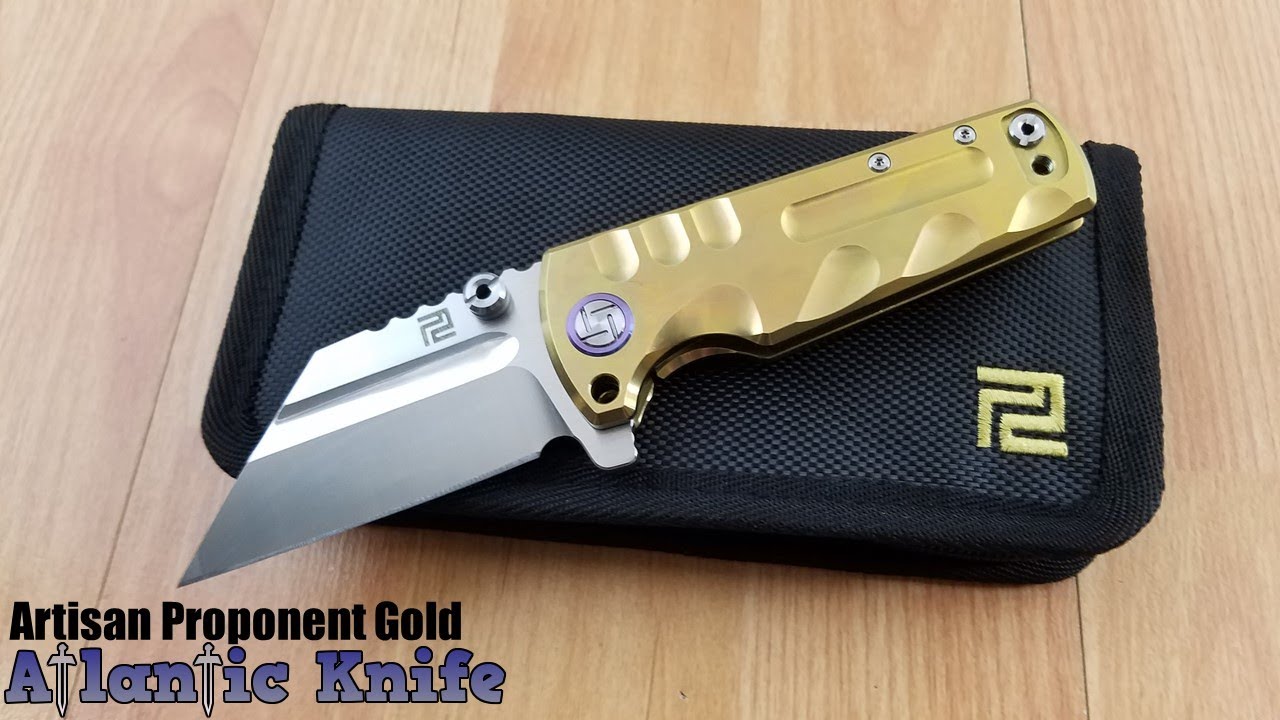 ARTISAN PROPONENT FRAMELOCK GOLD TITANIUM FOLDING S35VN POCKET KNIFE 1820GSGD