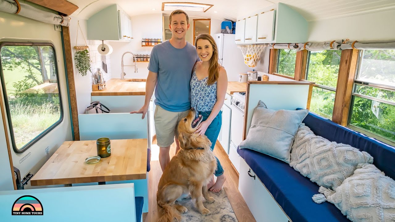 Newlywed's DIY School Bus Tiny House