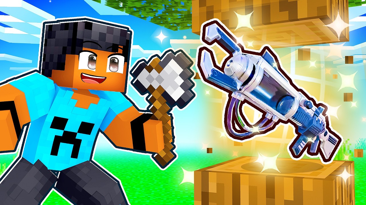 Todos os blocos dão ARMAS REAIS ALEATÓRIAS no Minecraft!