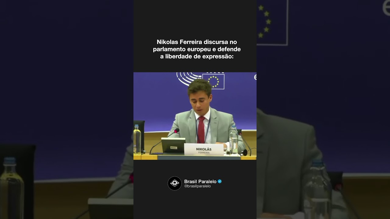 Nikolas Ferreira discursa no Parlamento Europeu e defende a liberdade de express&atilde;o