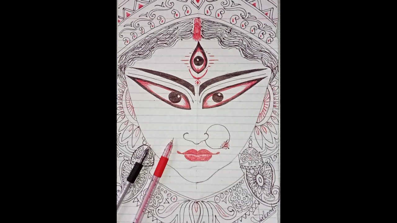 maa Durga  pen Art 🖌️🎨#bts #edit #pen art#viral #video #shortsvideo #easy#durgapuja2023