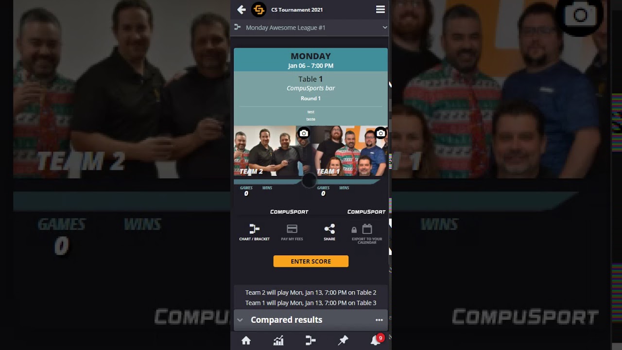 CompuSport App Sign in Merge Player Enter scores