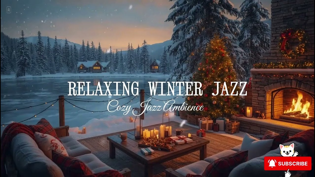Relaxing Winter Ambience at Cozy Lakeside Nook ❄ Warm Jazz Music for Study, Work & Sleep