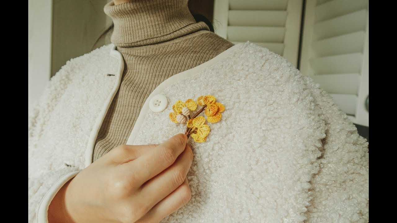 Ginkgo crochet brooch tutorial 银杏钩编胸针教学