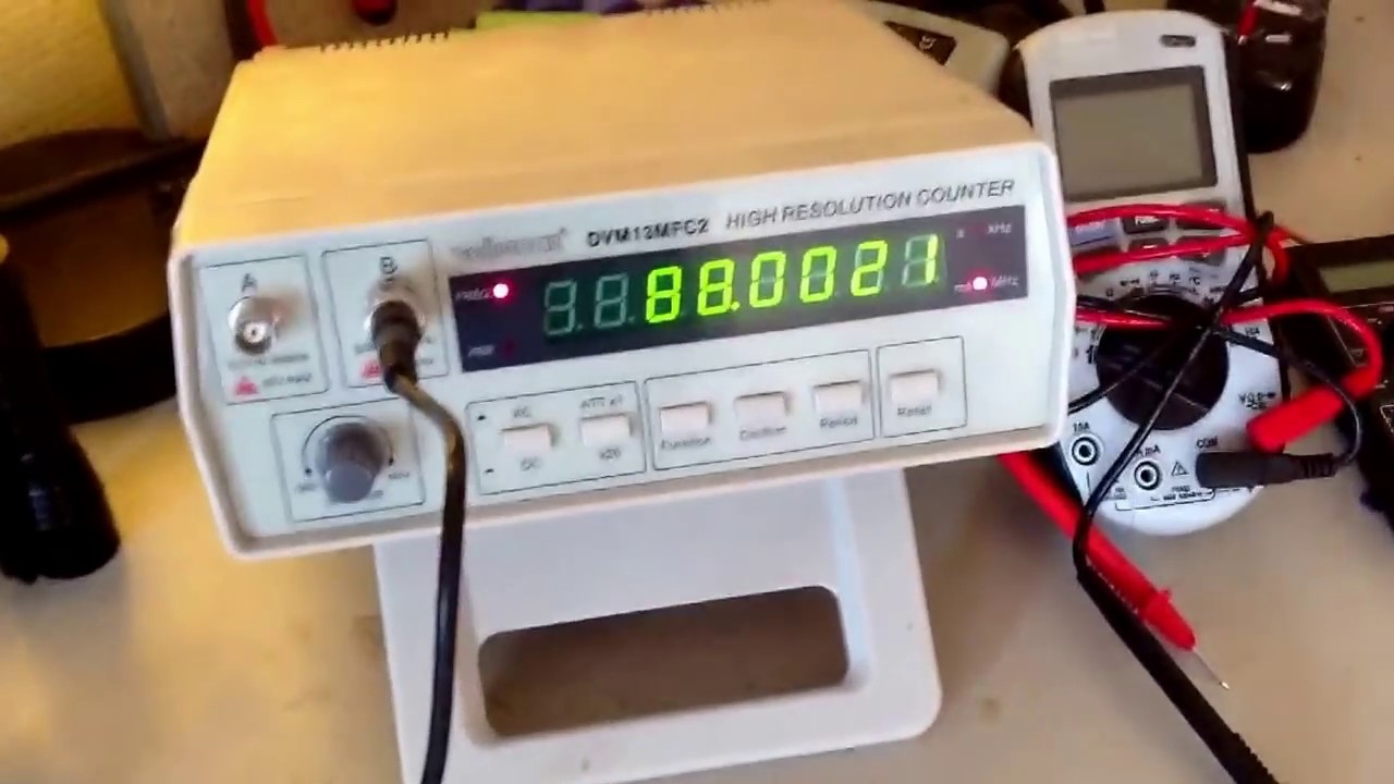 Testing Velleman DVM13MFC2 Frequency Counter. Range 0.01Hz to 2.4GHz