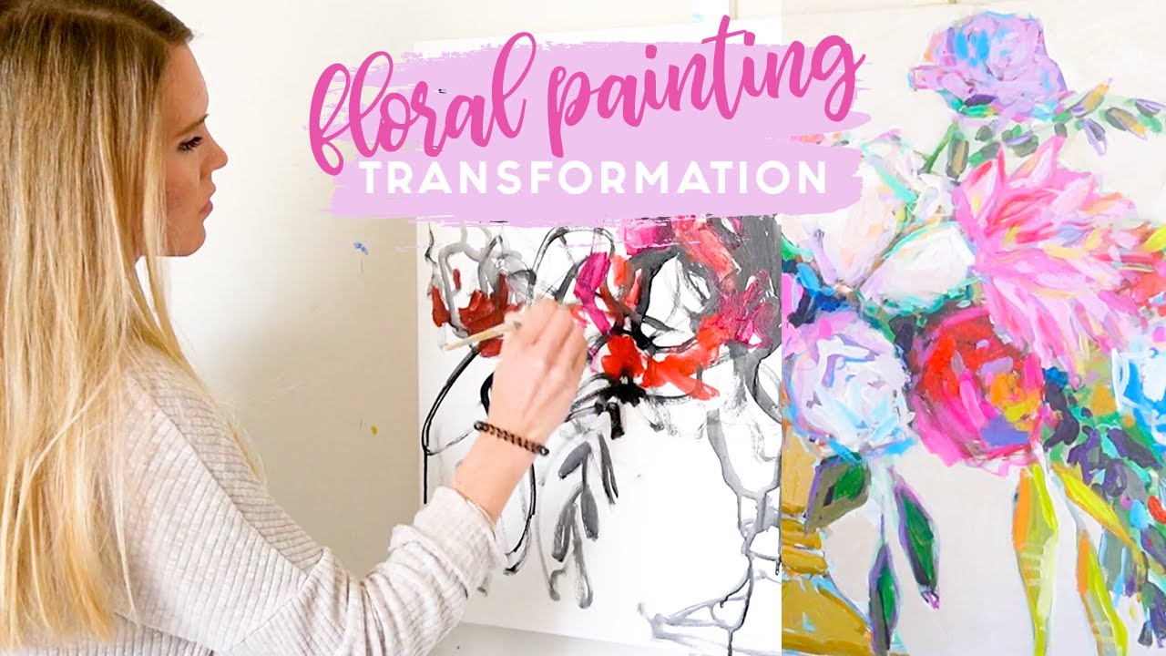 Acrylic Abstract Floral Painting Transformation