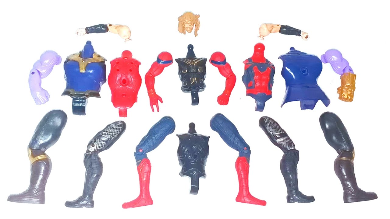 AVENGERS TOYS ACTION FIGURES, Thanos vs Captain thor vs Red-spiderman 