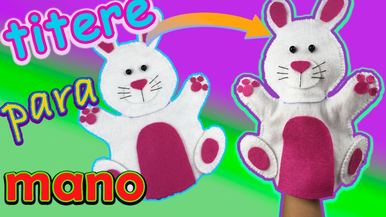 Cómo hacer un titere para mano conejo - como hacer un titere con fieltro - títere  de conejo