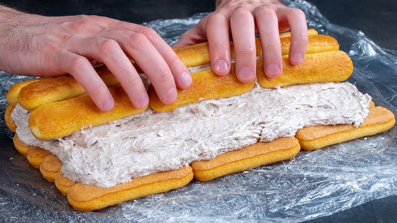 Roulade ohne Backen in 15 Minuten fertig! Du brauchst nur L&ouml;ffelbiskuits und Banane