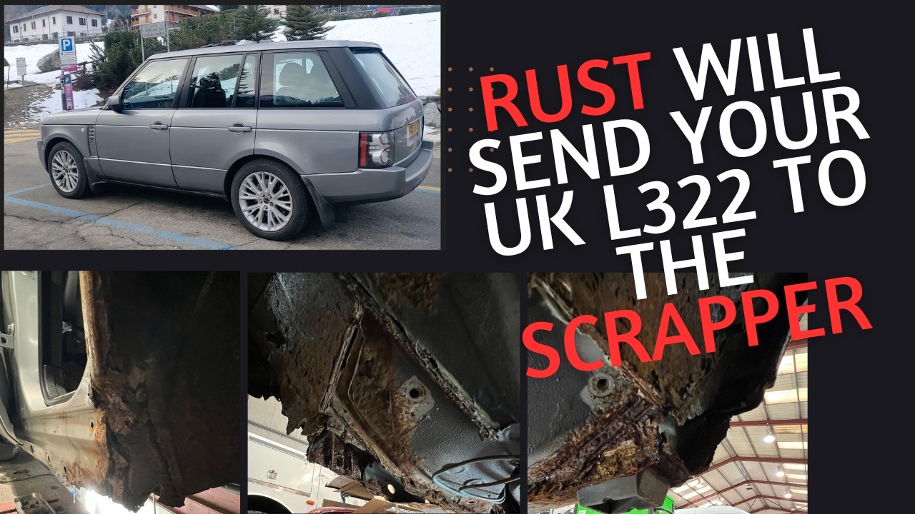 L322 Range Rover 2012 г. — ржавые задние точки крепления домкрата и порог — задние секции кузова ...