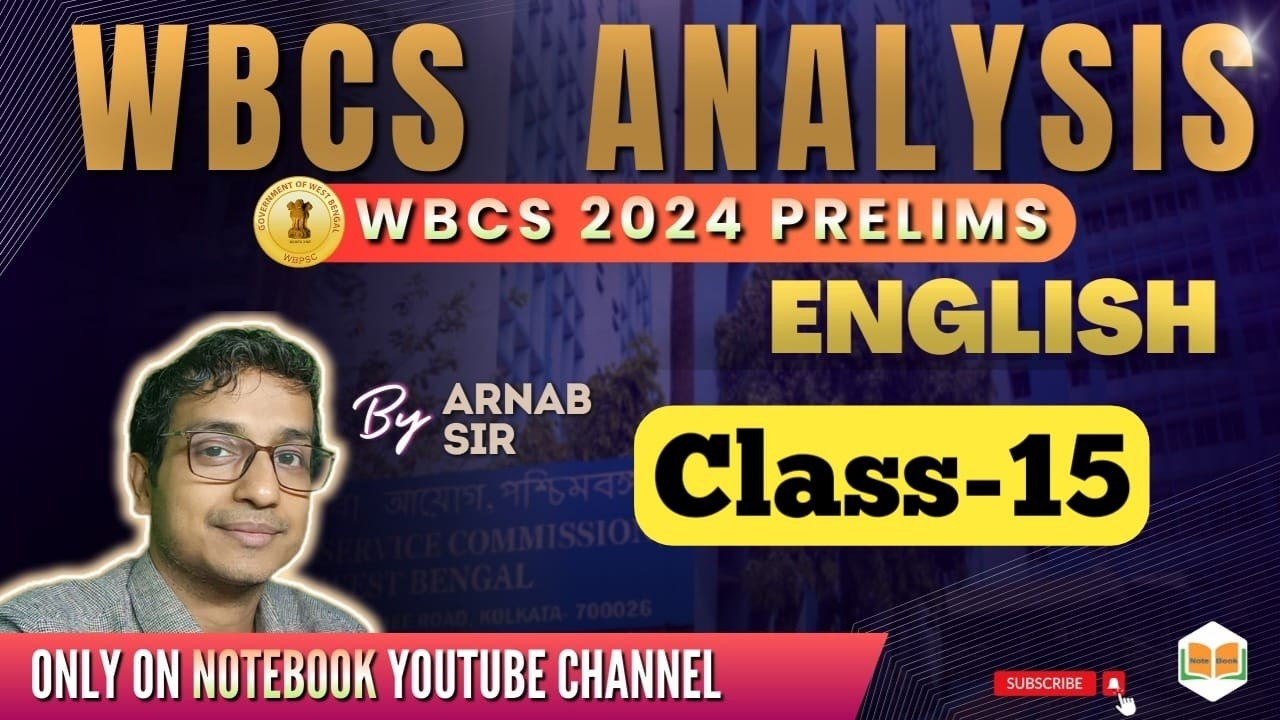ENGLISH || Q & A Analysis || CLASS-14 || WBCS 2024 Preliminary || Arnab Sir || Note Book