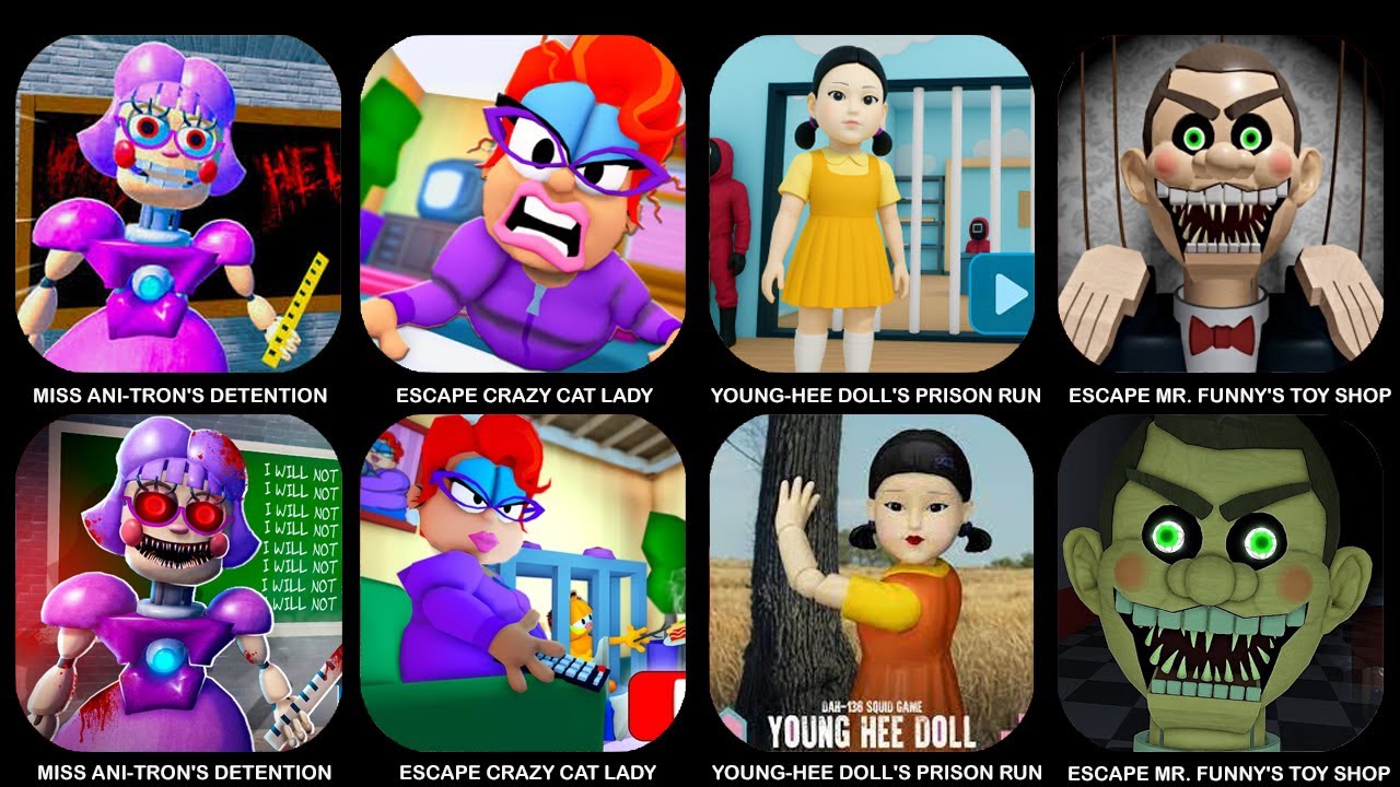 ESCAPE MISS ANI-TRON'S DETENTION, ESCAPE CRAZY CAT LADY, ESCAPE YOUNG-HEE DOLL'S PRISON RUN,..