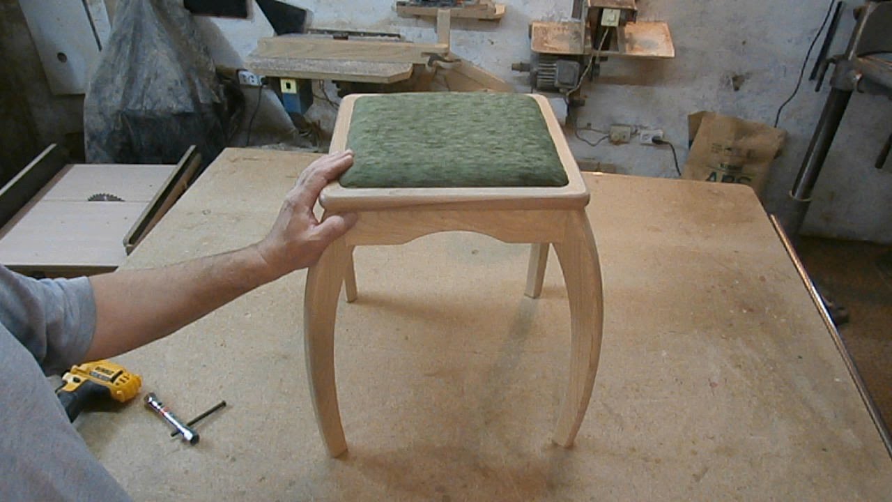 Делаем мягкий табурет. Chair of wood.