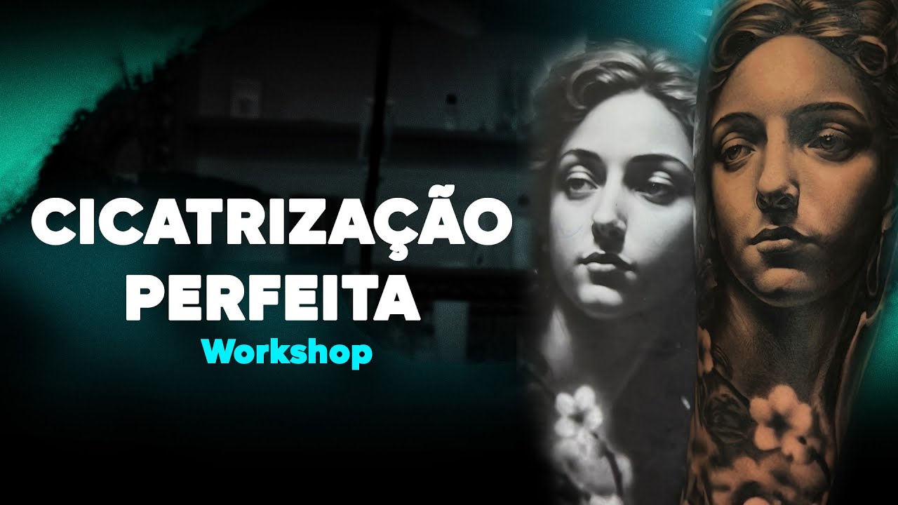 Tattoo preto e branco na pele humana e tendo uma cicatrização perfeita
