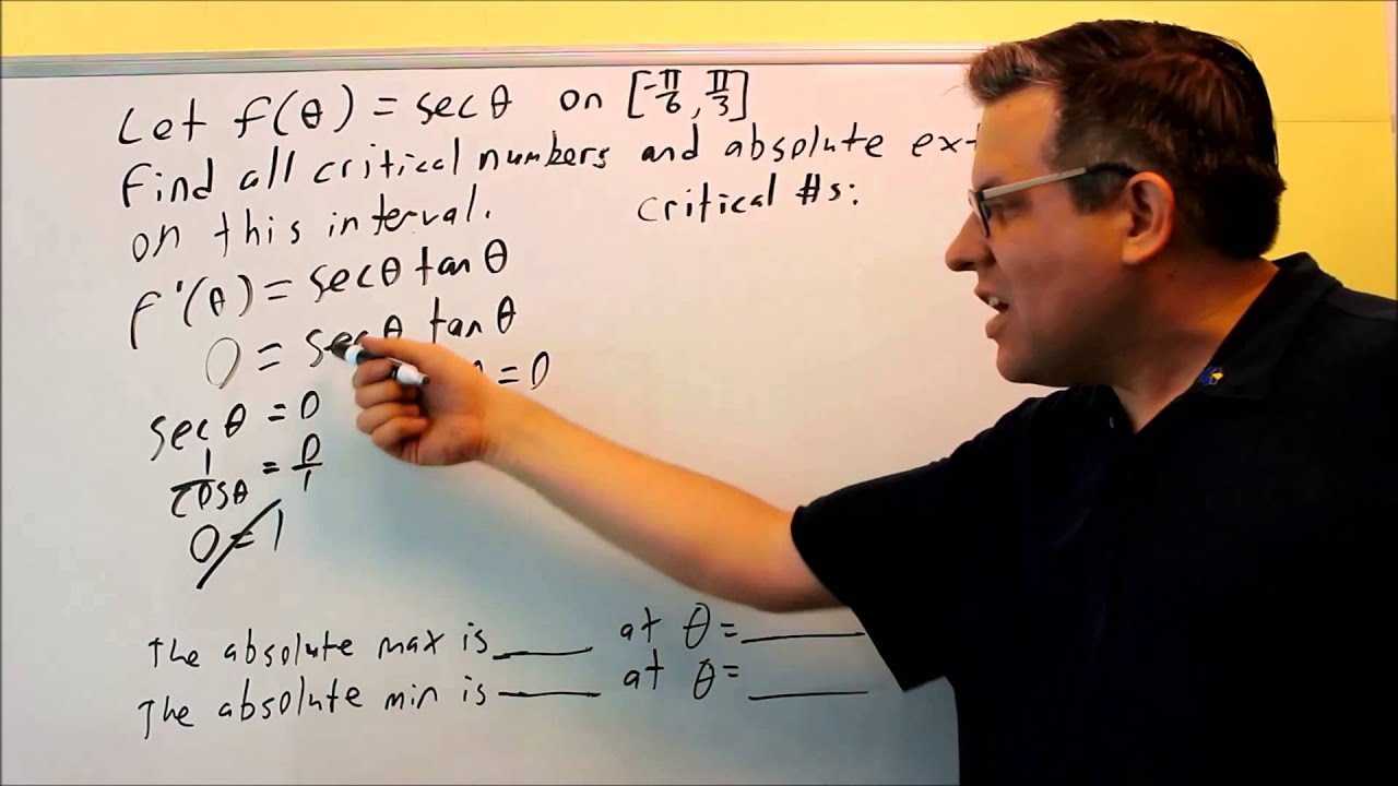 Finding the Critical Numbers and Absolute Extrema (Trig Function)