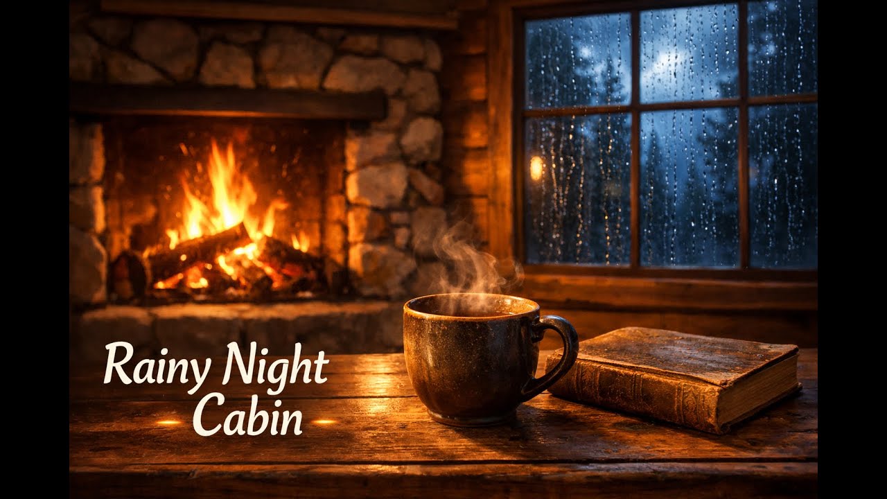 Cozy Forest Cabin | Healing Nordic Music with Crackling Fireplace & Morning Birds