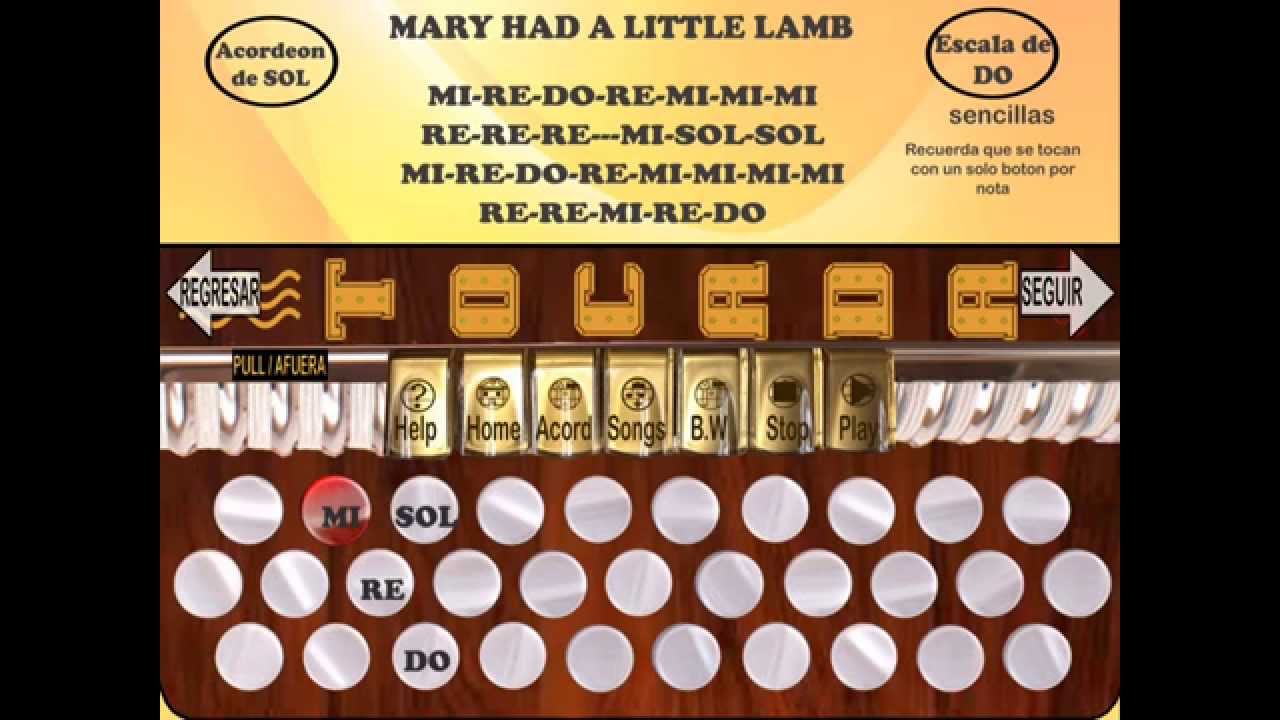 Play Mary had a little lamb in Easy Accordion 1 App