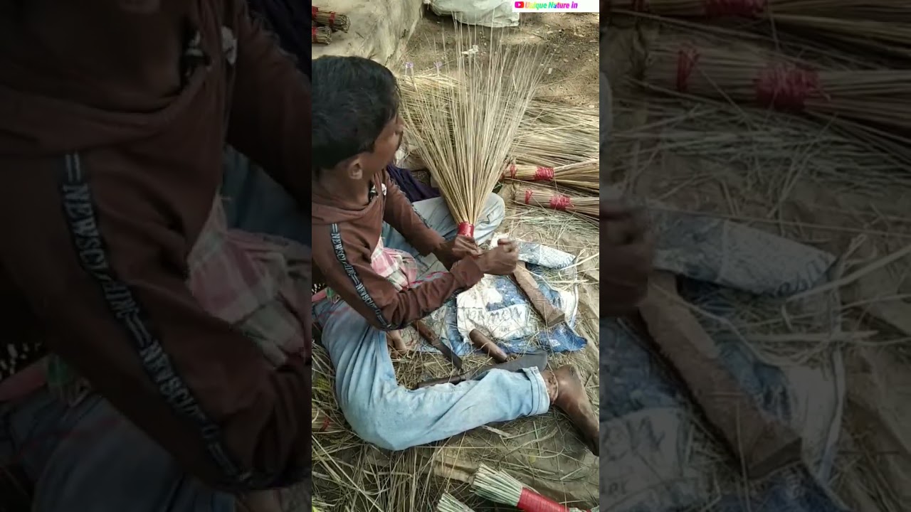 স্লো মোশনে নারকেল ঝাঁটা বাঁধার পদ্ধতিHow to tie a coconut brooms in slow motion