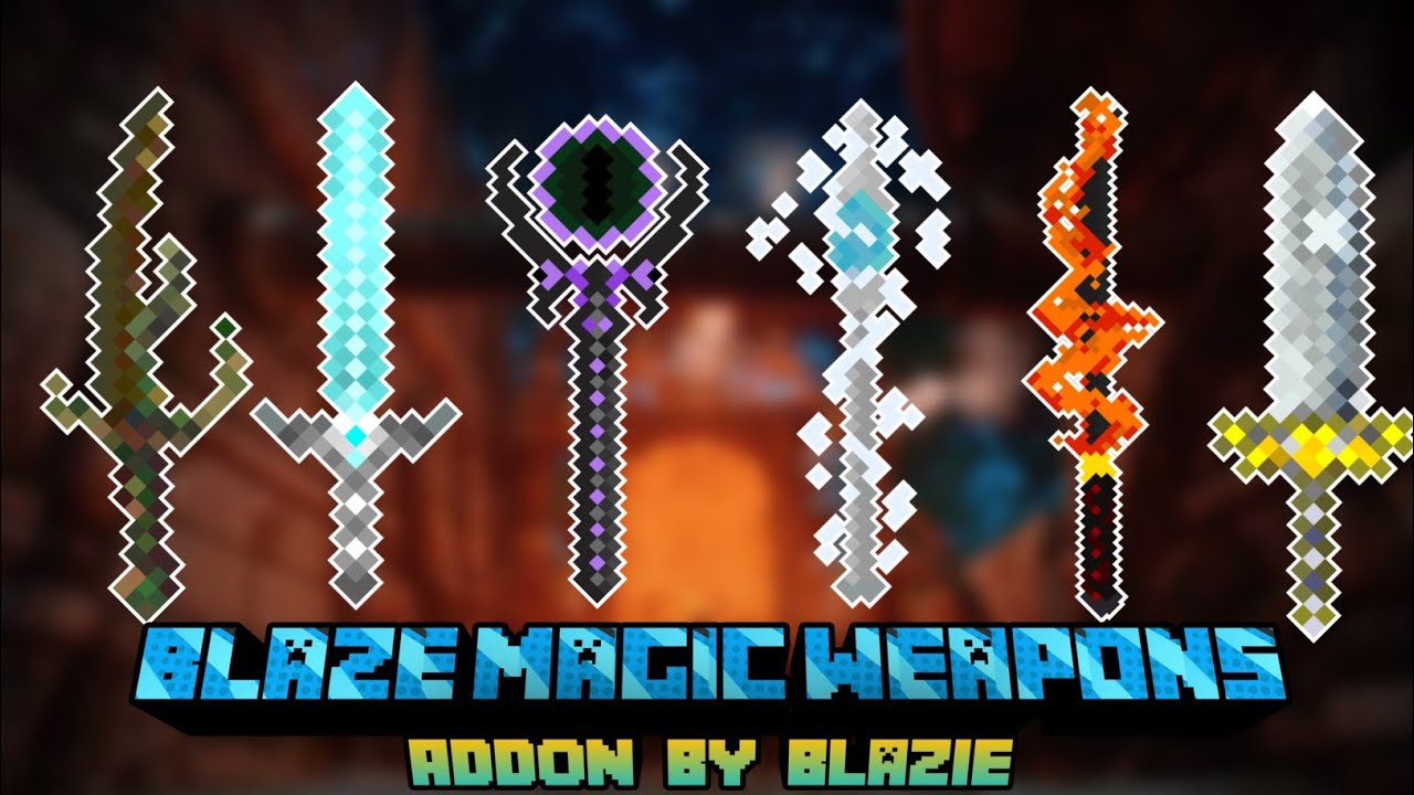New Weapons Mod MCPE 1.20 -Blaze Magic Weapons Addon | Swords, Staffs and Bows (Mod Showcase)