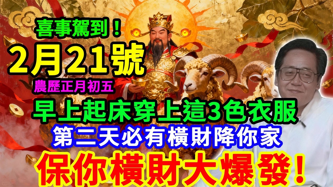 喜事駕到！2月21號，農歷正月初五，「五路財神下凡日」，早上起床穿上這 3 色衣服，第二天必有橫財降你家，財神保你正財橫財大爆發！ #佛學 #佛淨 #佛陀 #佛法 #佛教 #修行