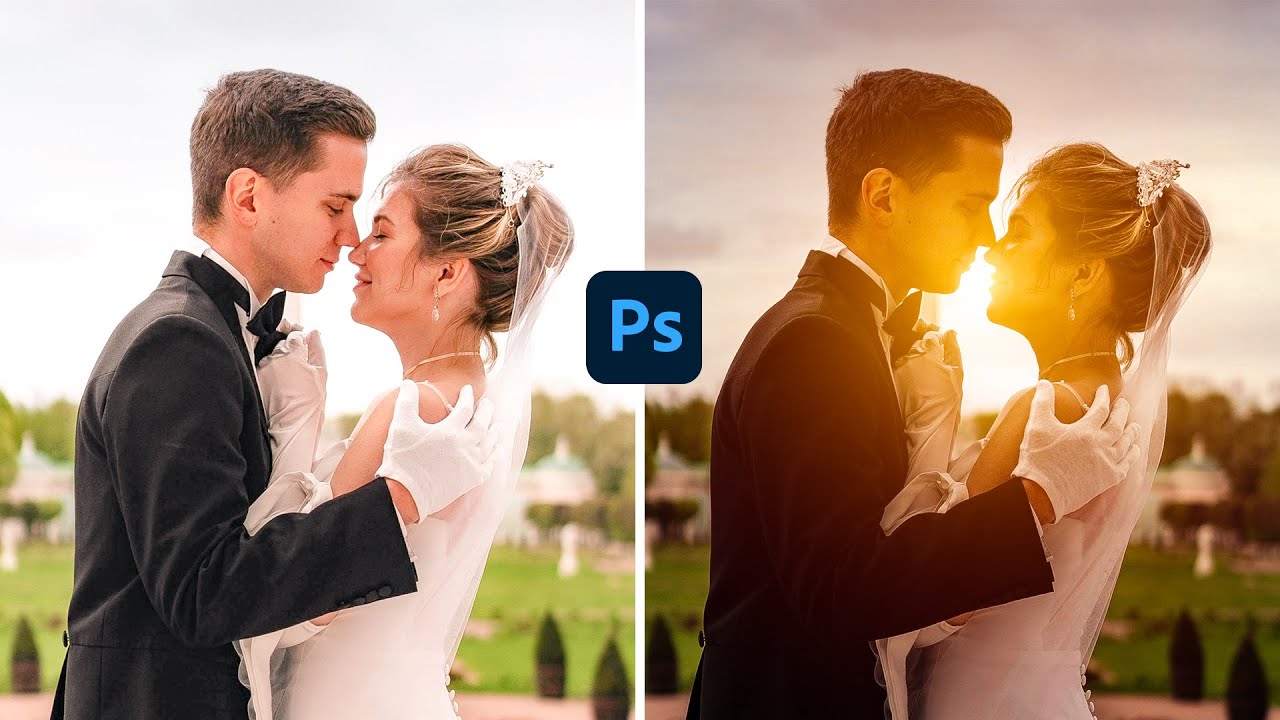 How to Add a Romantic Sunset Effect to Wedding Photos in Photoshop!