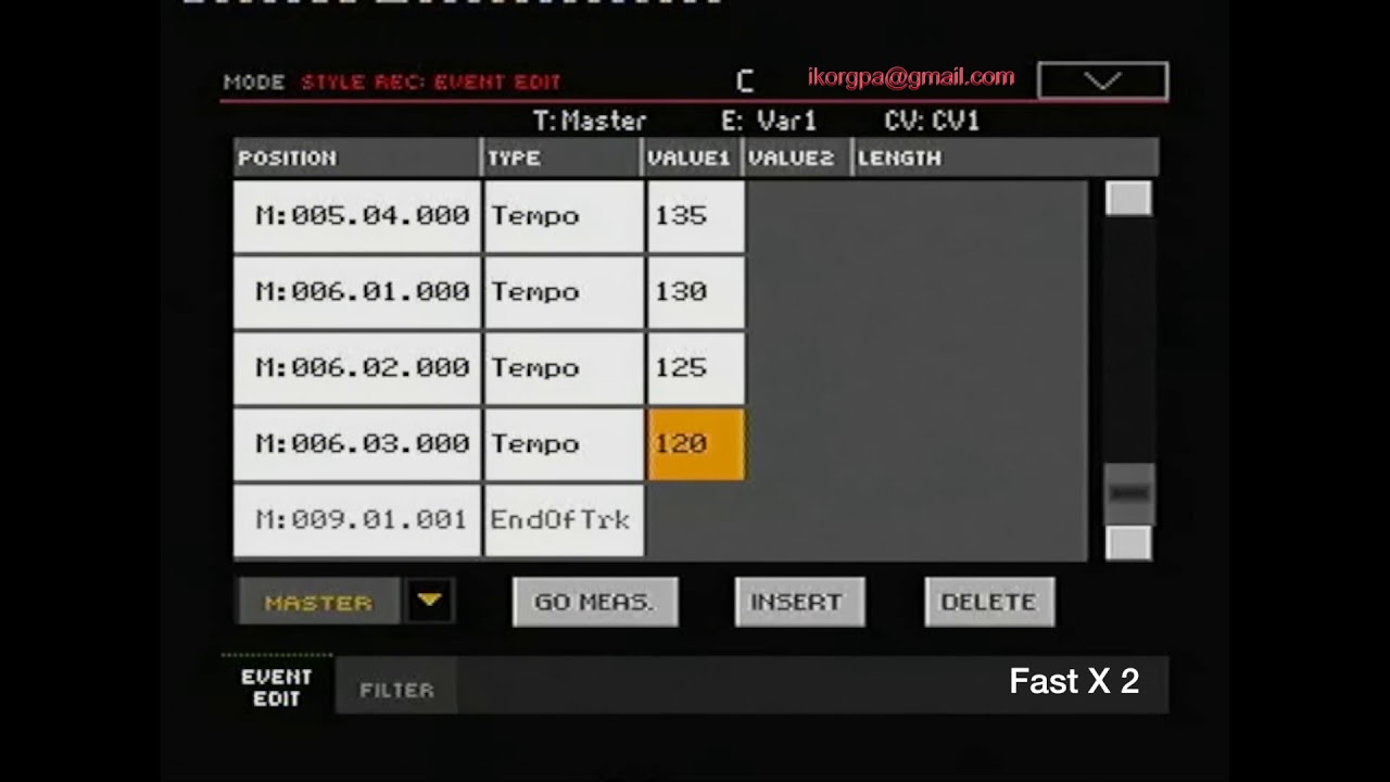 Change Tempo in the Style Korg Pa