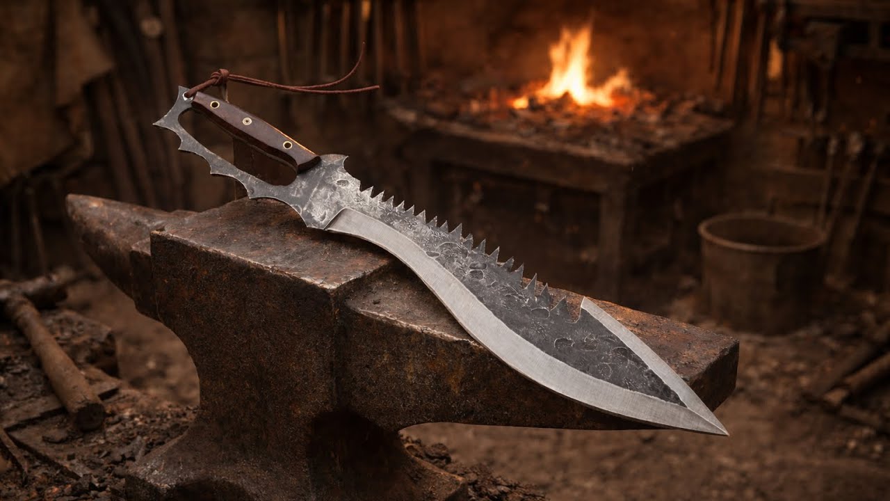 Making a Crazy Tactical Knife From Steel 🔥