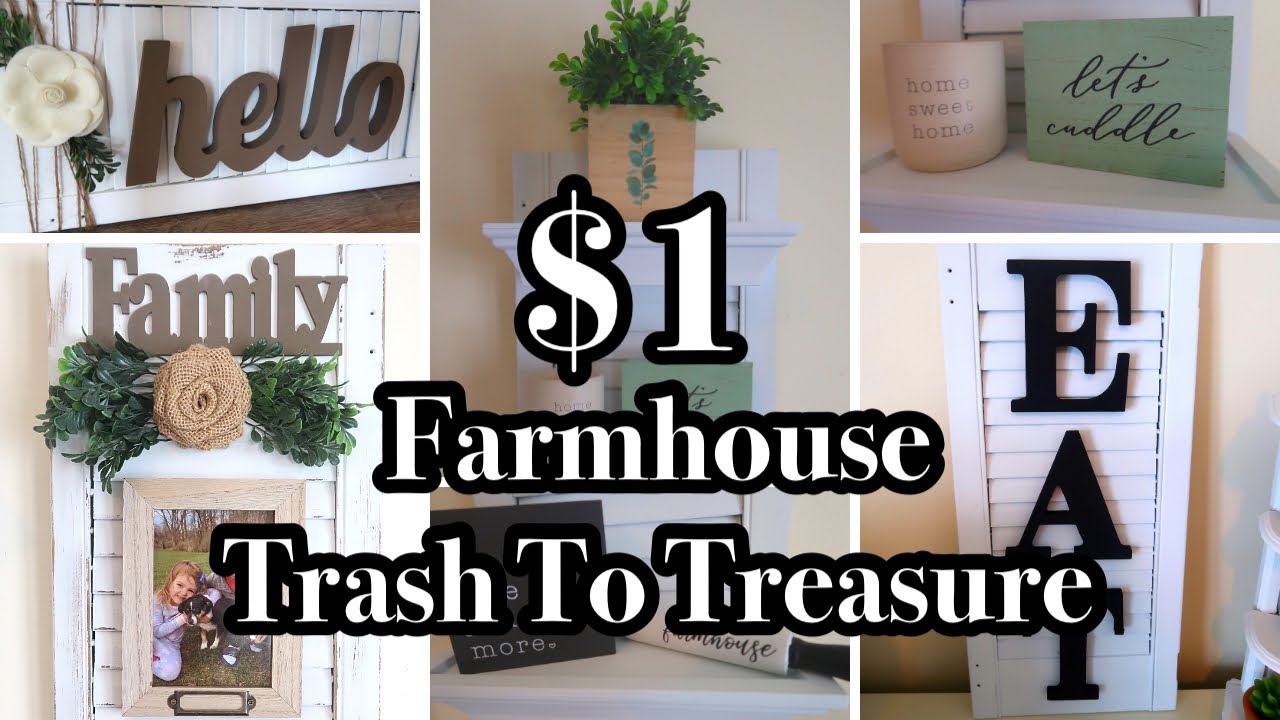$1 Farmhouse Trash To Treasure Makeover | Thrifted Home Decor | Shutter Ideas | Dollar Tree DIY