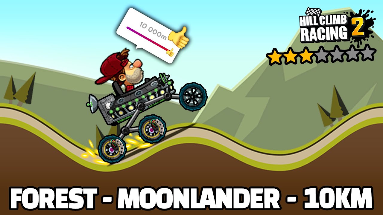 Hill Climb Racing 2 - 10000m with MOONLANDER in FOREST