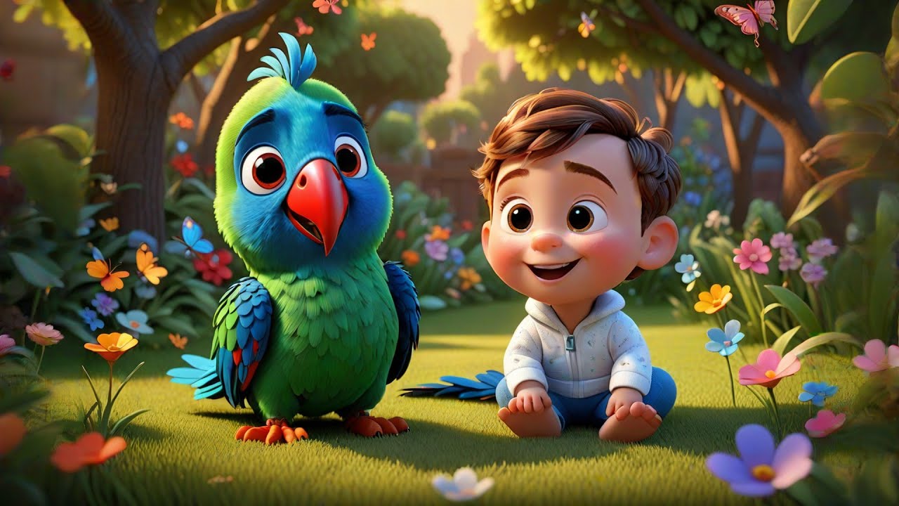 Parrot Song In The Garden 🦜🌳 | Fun Animal Song for Kids | Baby Learning Video