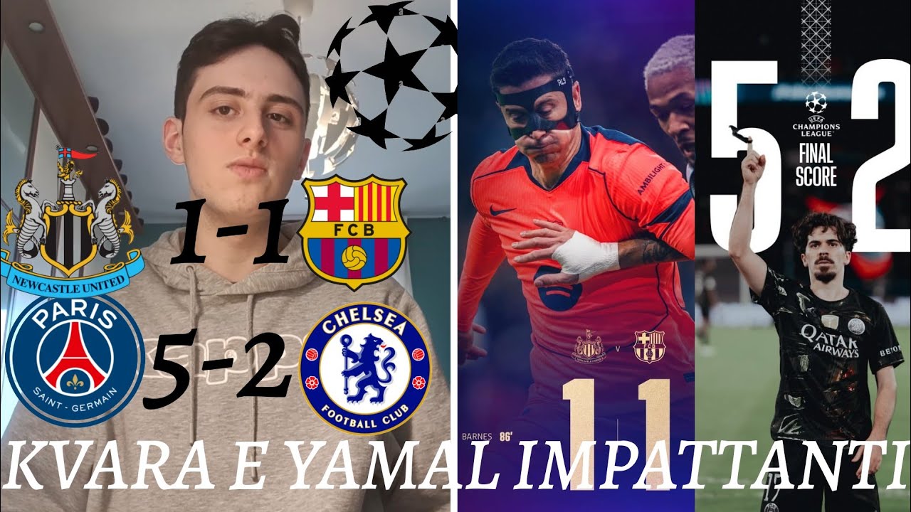 NEWCASTLE 1-BARCELLONA 1+PSG 5-CHELSEA 2: INTENSITÀ E CALCIO SPETTACOLO 
