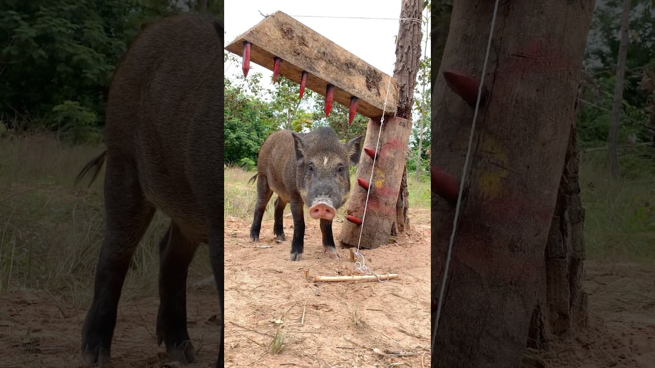Primitive Technology - Build Best Wild boar Trap To Catch Wild boar #wildanimals #shorts